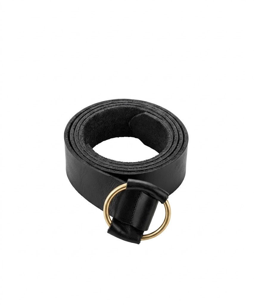 Cinturón circulo ,negro hebilla dorada